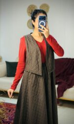 جلیقه و دامن پشمی گلدار - Image 3