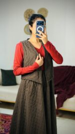 جلیقه و دامن پشمی گلدار - Image 4