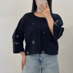 شومیز کتان گلدوزی